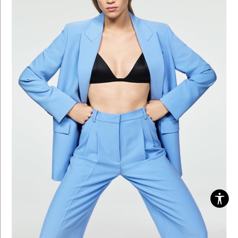 ZARA Sky Blue Wide Leg Pants - only worn once!!!